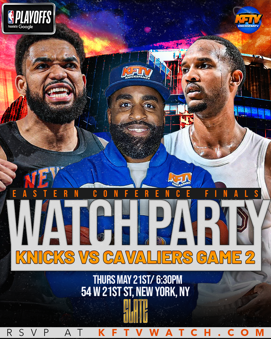 Knicks vs Cavs ECF Playoff Game 2 Watch Party (NYC) - 5.21.26