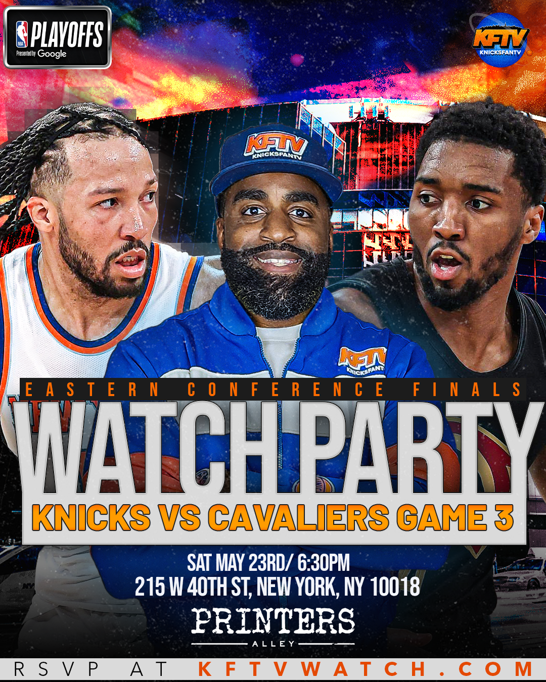 Knicks vs Cavs ECF Playoff Game 3 Watch Party (NYC) - 5.23.26
