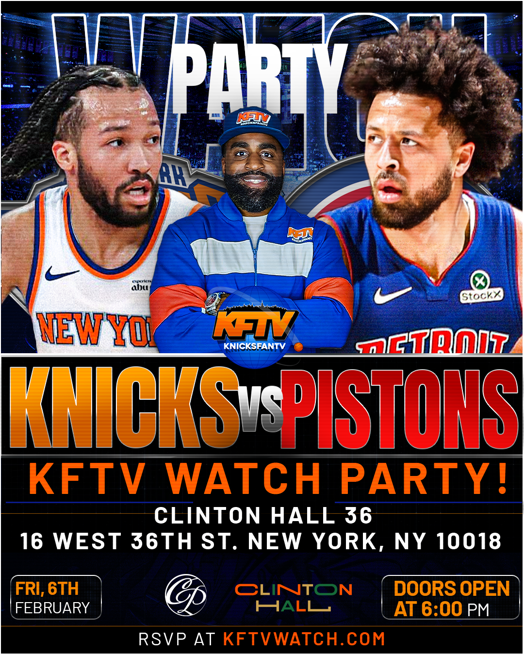 Knicks vs Pistons Watch Party - 2.6.26